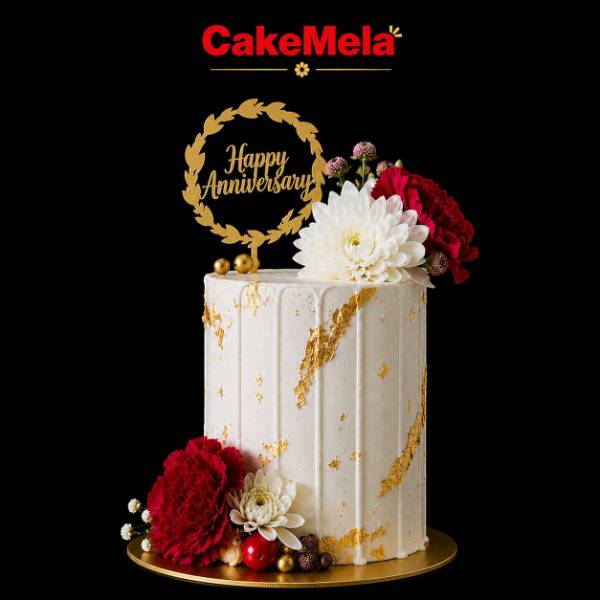 Golden Blossom Anniversary Cake | 2 Pound ✨ — cake delivery in Ranchi