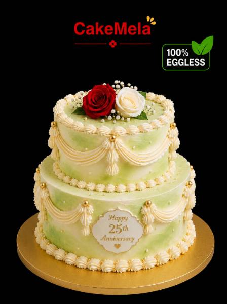 6 Pound Silver Jubilee Anniversary Cake — cake delivery in Ranchi