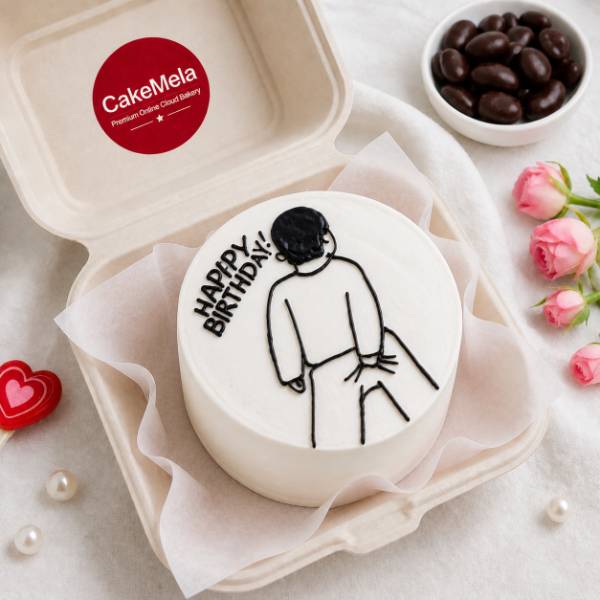 Minimal Birthday Sketch Bento Cake — cake delivery in Ranchi