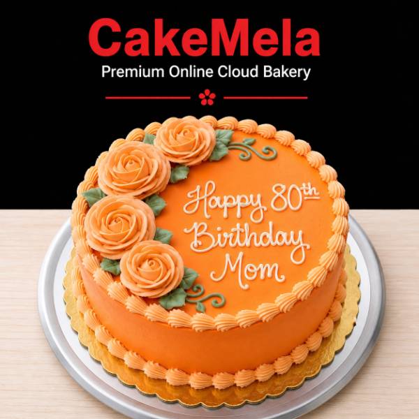 Peach Floral Birthday Celebration Cake — cake delivery in Ranchi