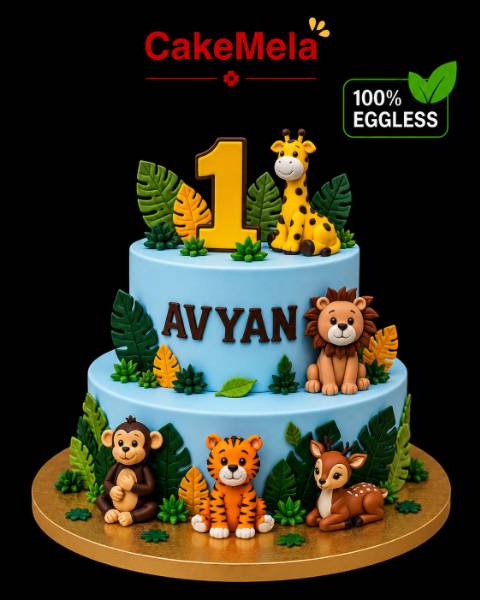 Jungle Theme Fondant Cake — cake delivery in Ranchi